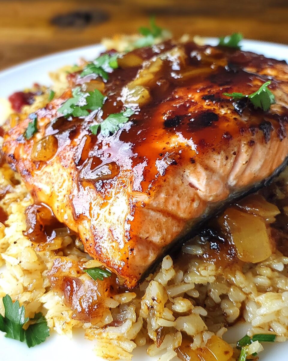 Easy Honey Sriracha Salmon and Rice