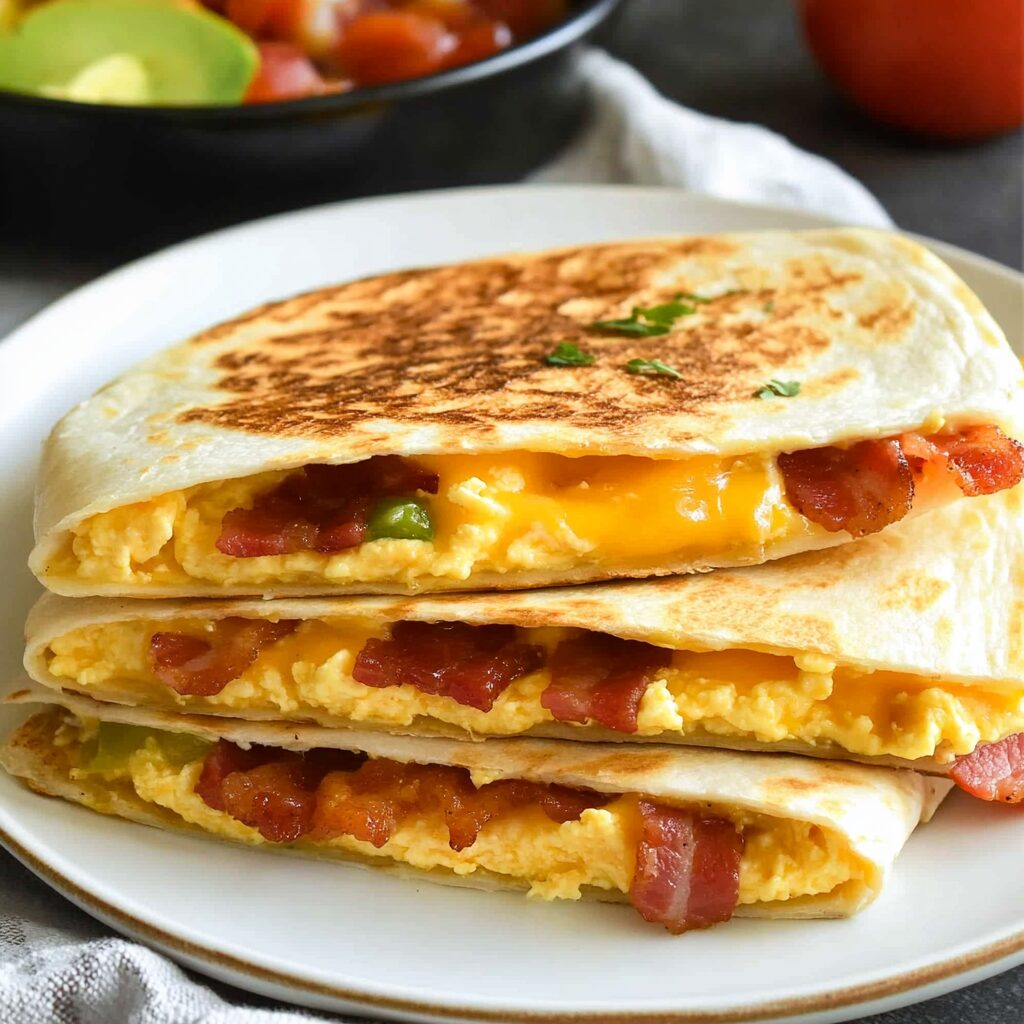 Bacon Egg and Cheese Breakfast Quesadillas