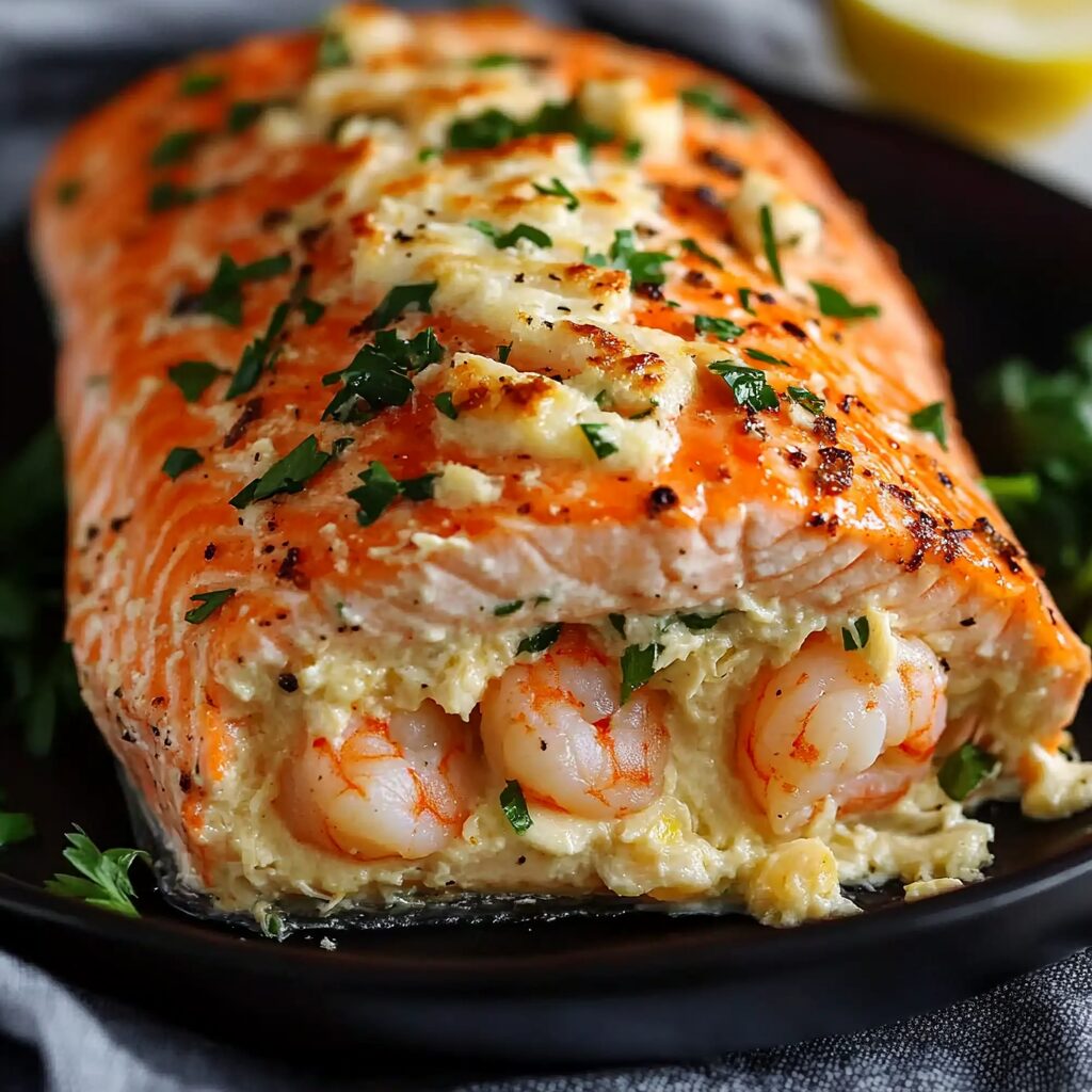 Crab and Shrimp Stuffed Salmon