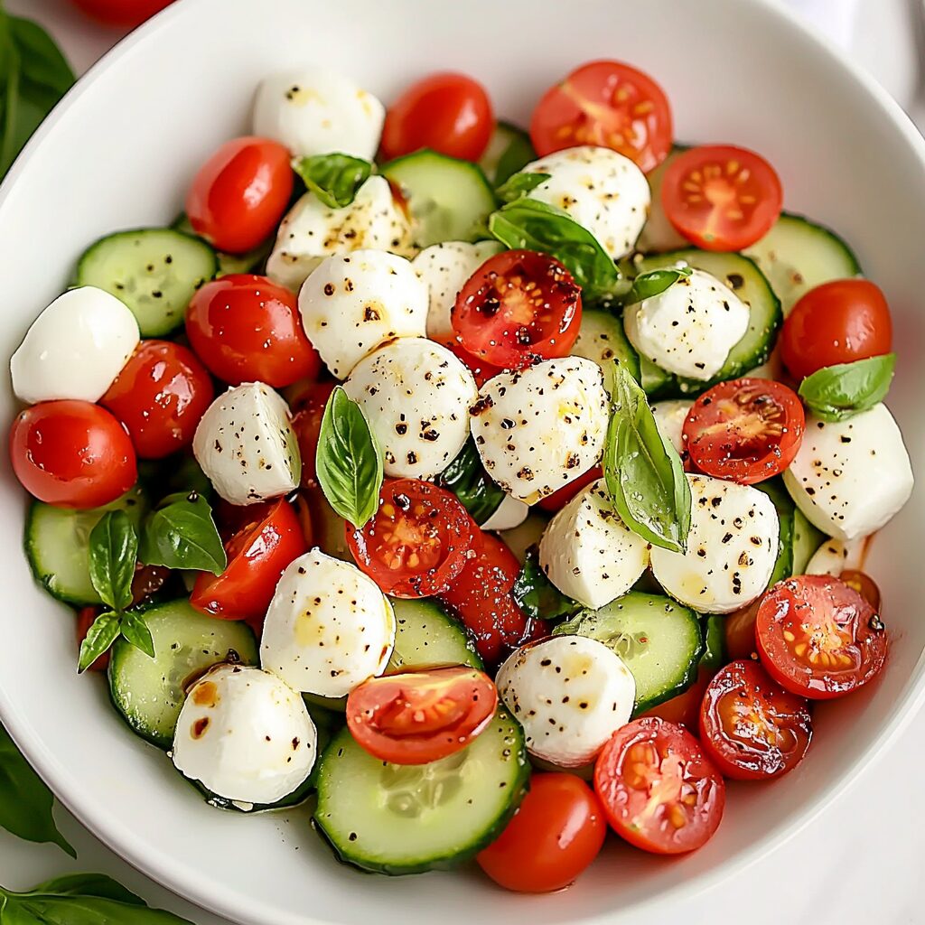 Fresh Cucumber Caprese Salad