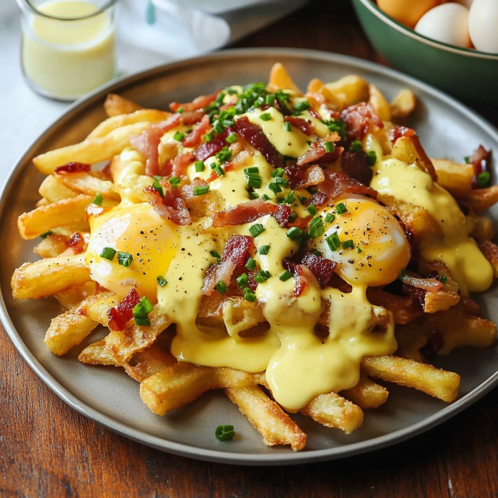 Breakfast Poutine with Hollandaise Sauce