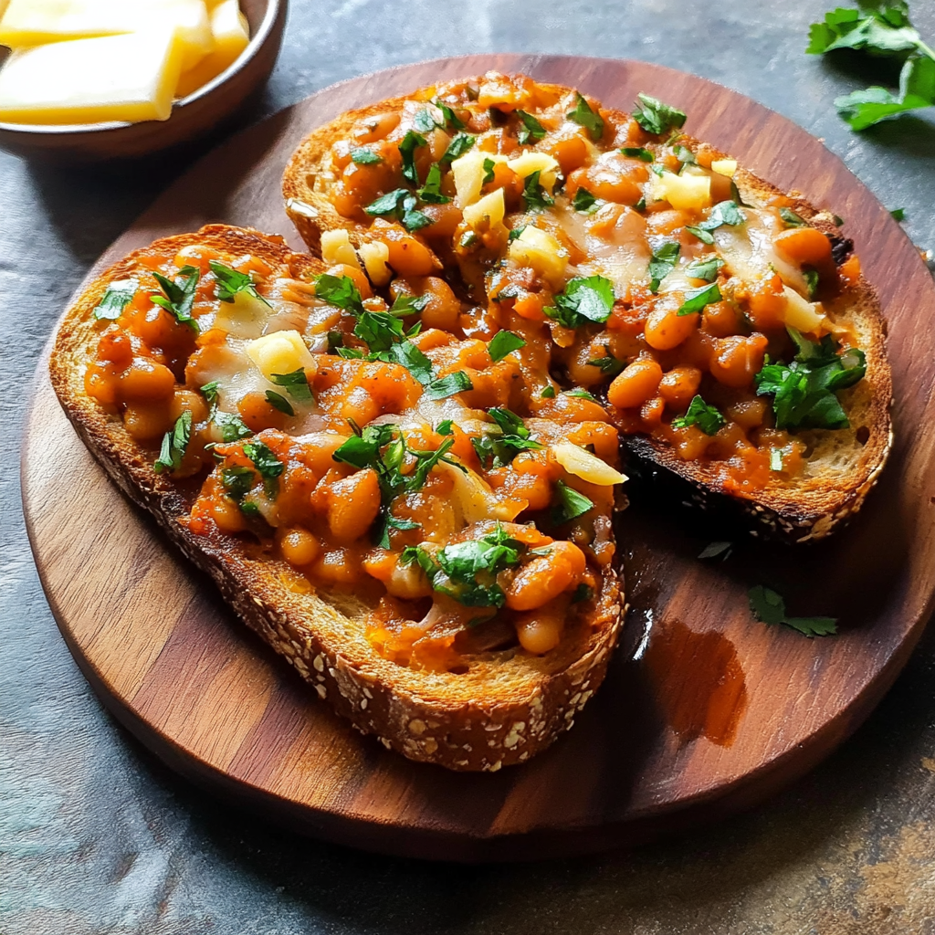 Cheesy Masala Beans on Toast