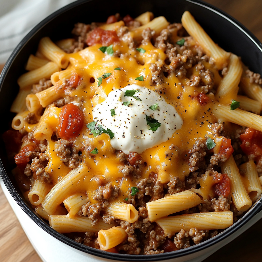 Creamy Rotel Pasta with Ground Beef