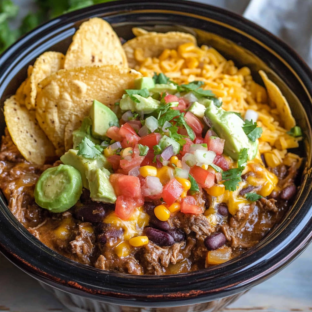 Crockpot Mississippi Pot Roast Taco Casserole