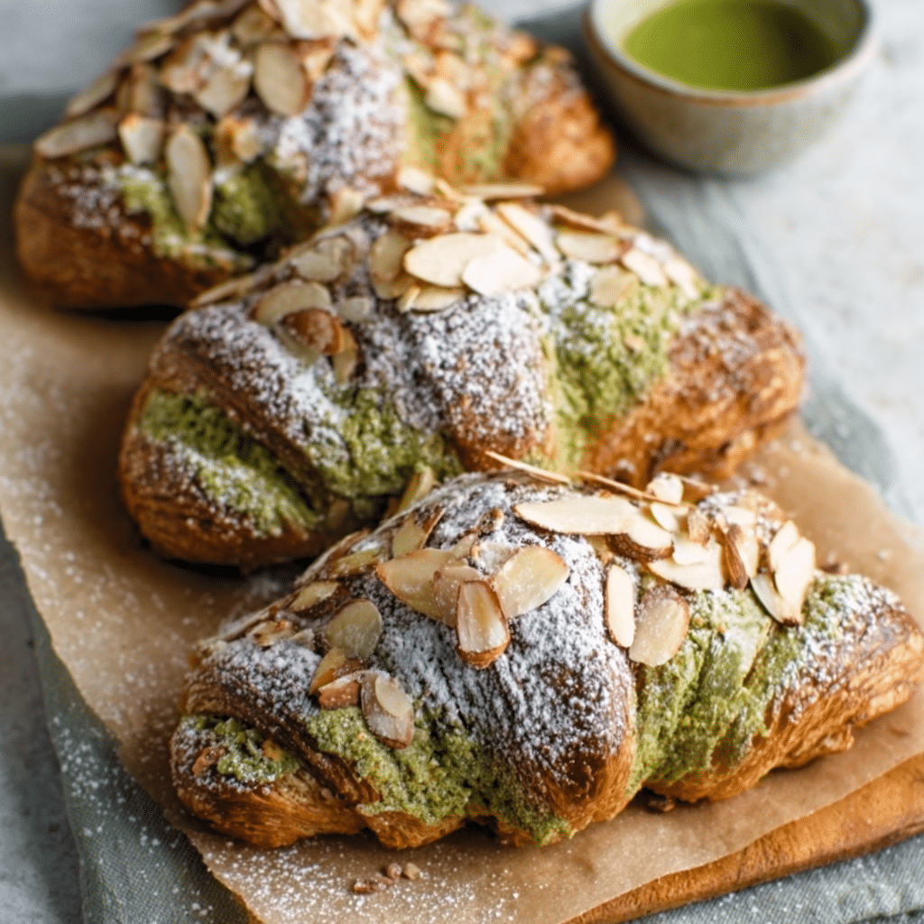 Matcha Almond Croissants