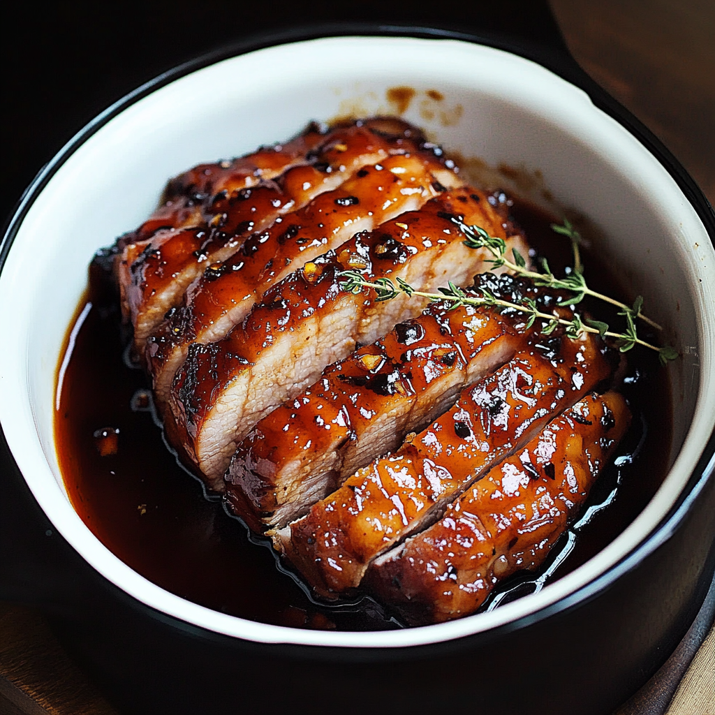 Slow Cooker Pork Belly with Honey Balsamic Glaze