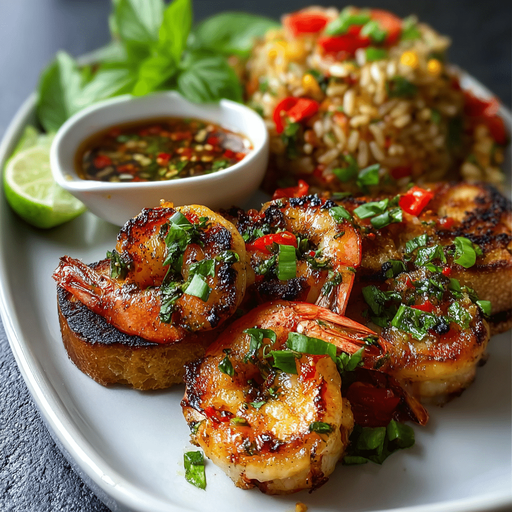 Thai Chili Lemongrass Shrimp with Sweet Basil Lime Fried Rice