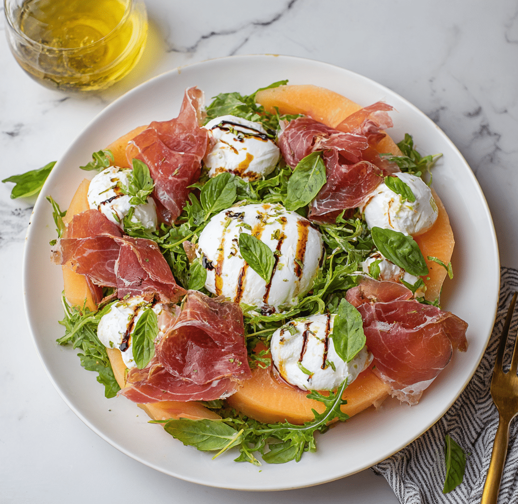 Cantaloupe Prosciutto Burrata Salad
