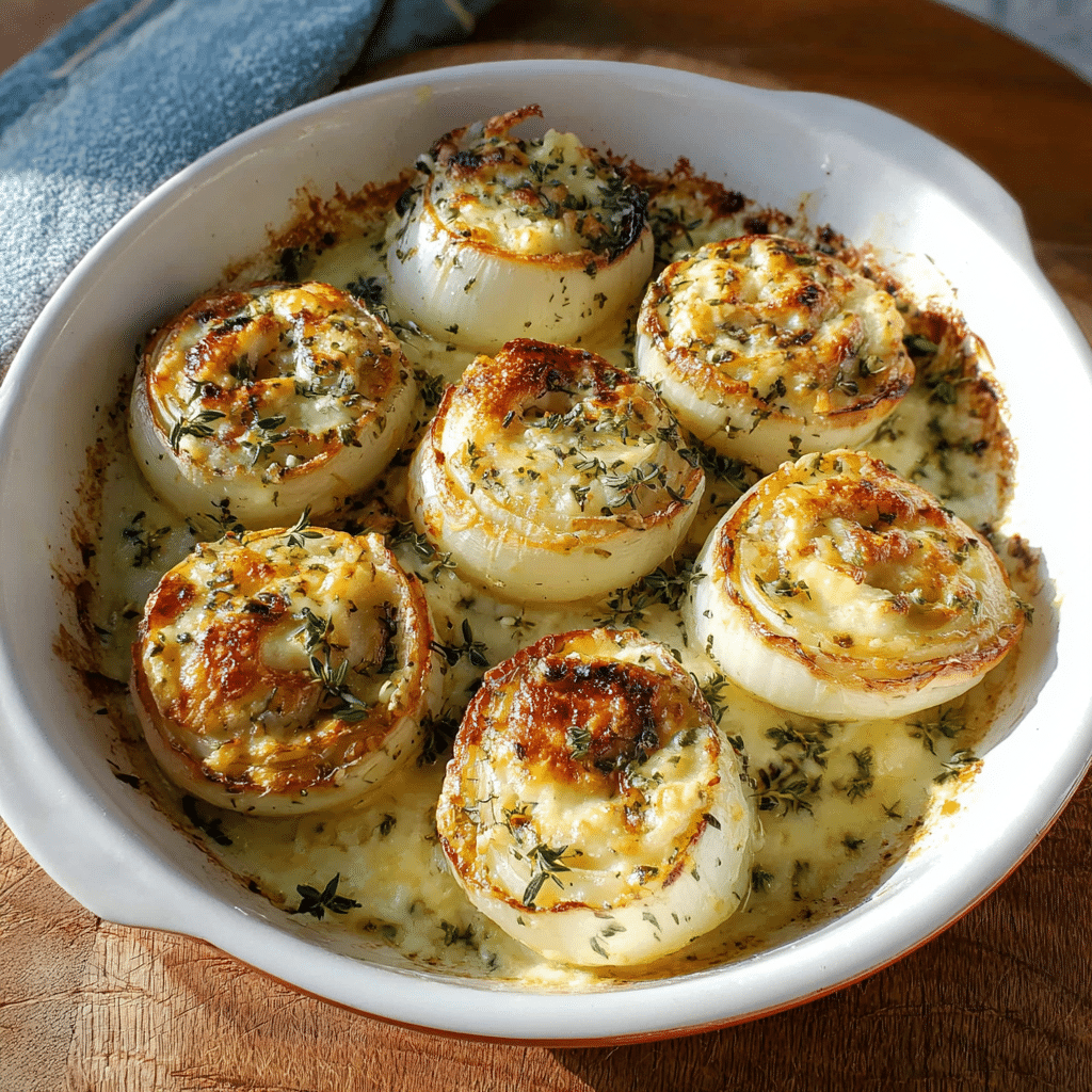 Creamy Baked Onions with Asiago Cheese