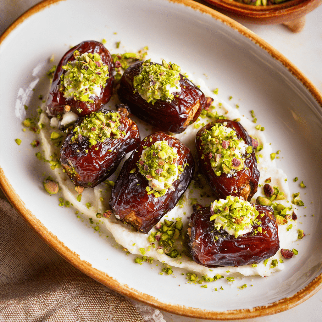 Honey Pistachio Ricotta Stuffed Dates