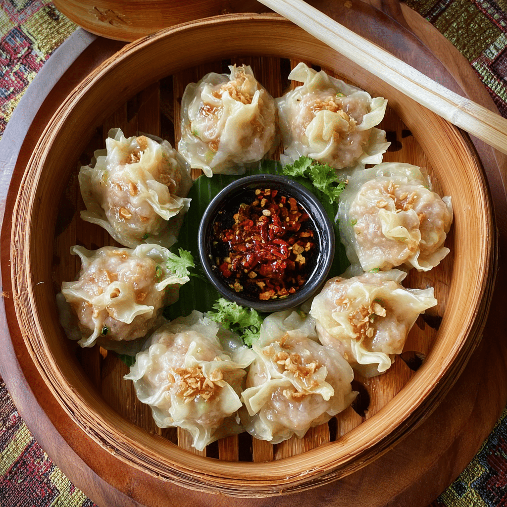Kanom Jeeb (Thai Steamed Dumplings)