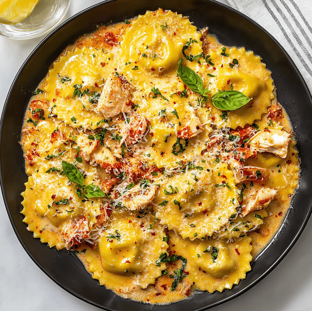 Lobster Ravioli with Creamy Tomato Sauce