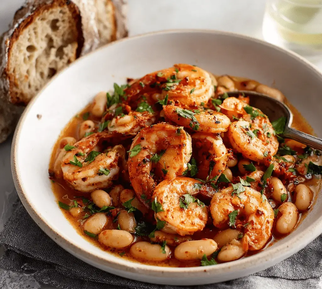 Spicy Calabrian Shrimp with White Beans
