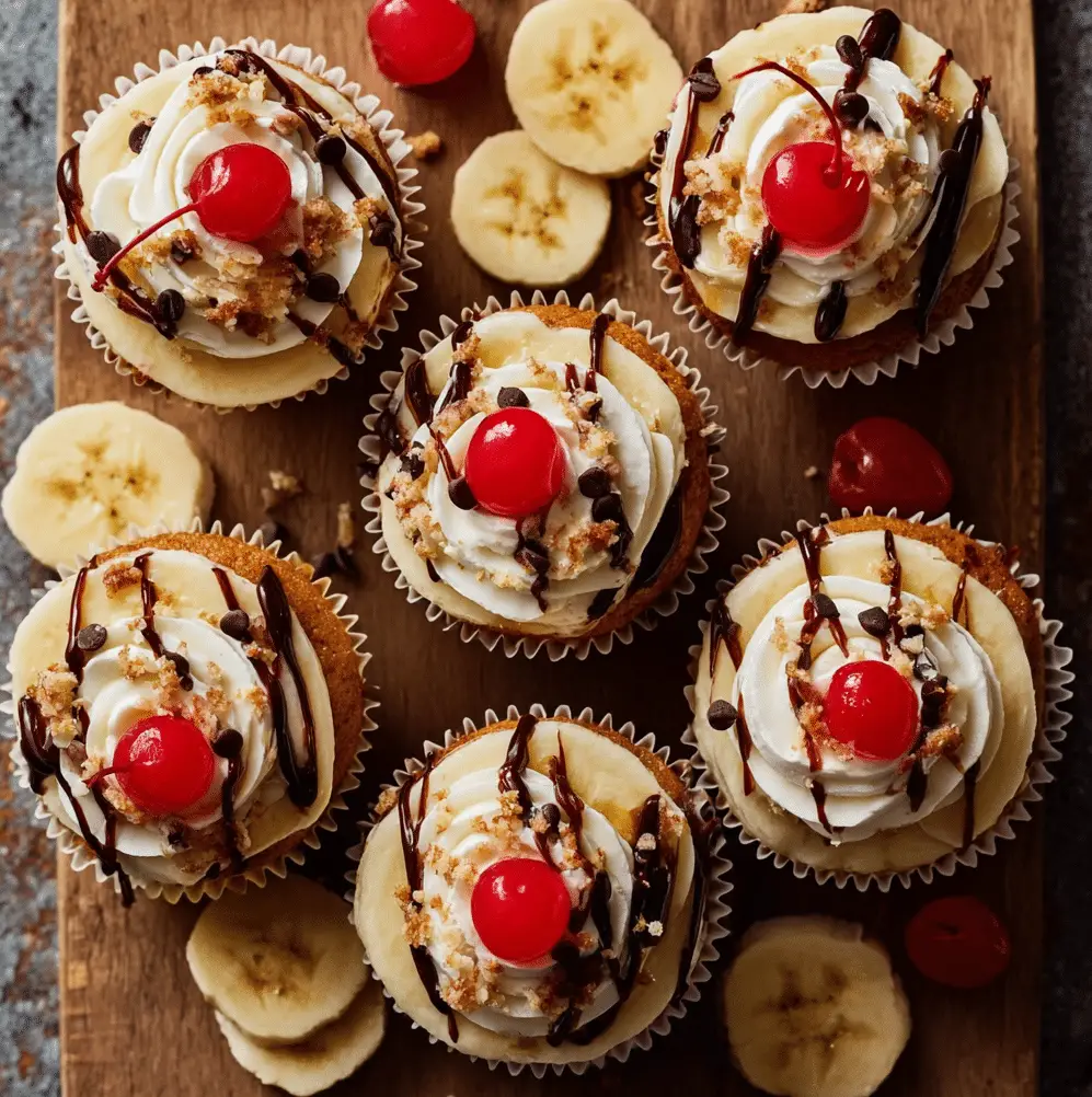 Banana Split Cupcakes