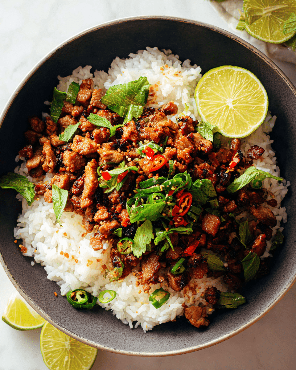 Ginger-Lime Pork over Creamy Coconut Jasmine Rice