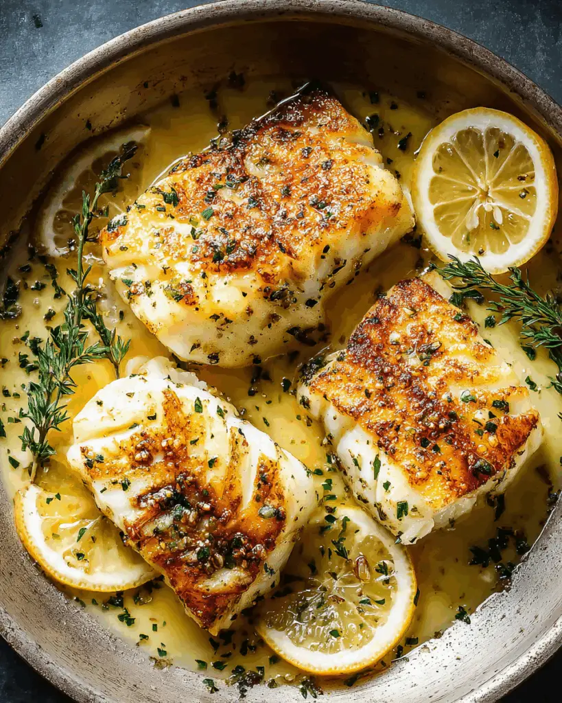 Lemon Garlic Butter Cod with Crispy Skin