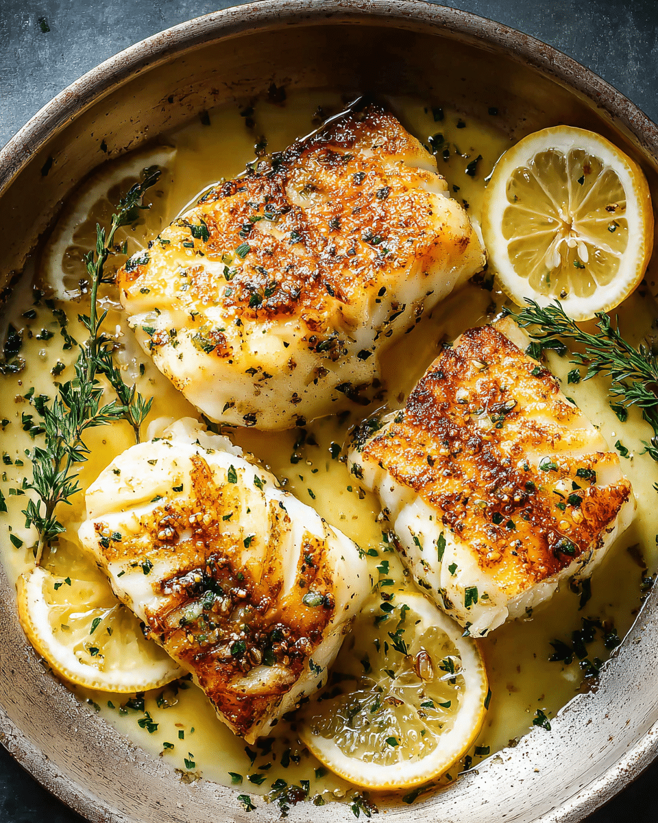 Lemon Garlic Butter Cod with Crispy Skin