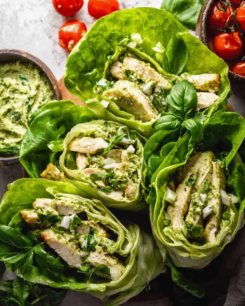 Pesto Chicken Lettuce Wraps