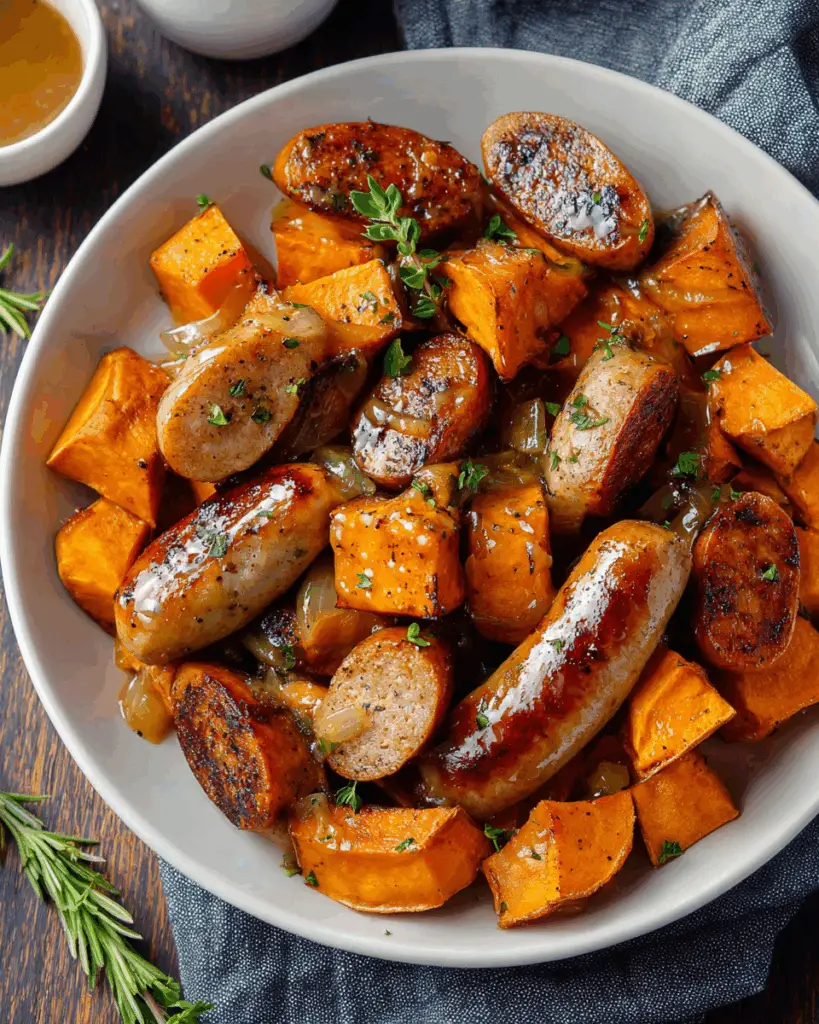 Sausage and Sweet Potatoes with Honey Garlic Sauce