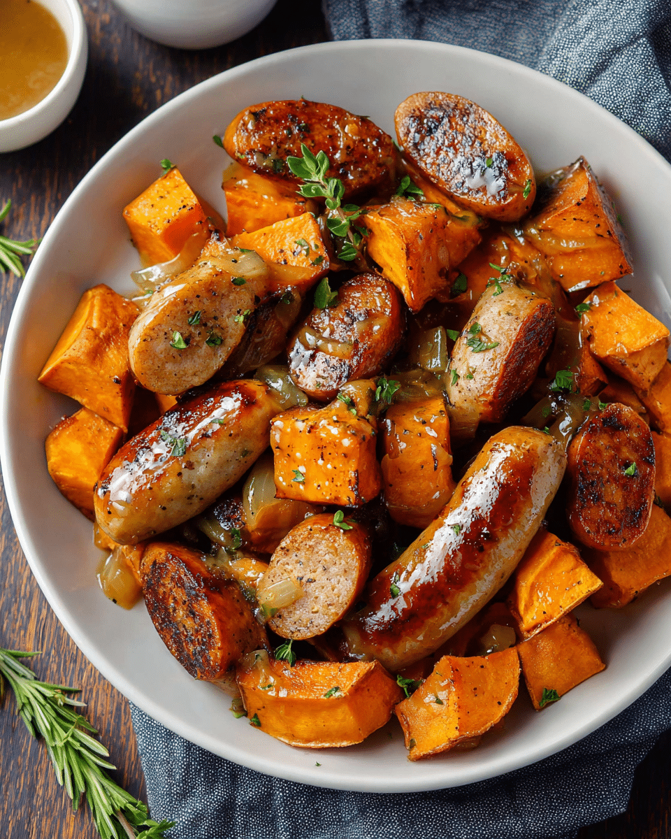 Sausage and Sweet Potatoes with Honey Garlic Sauce