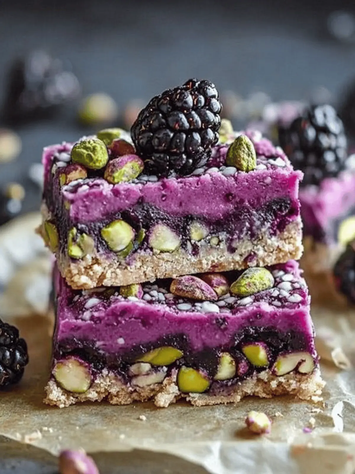 Blackberry Pistachio Dream Bars