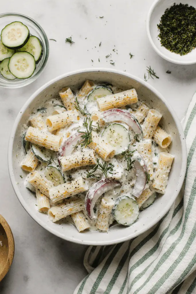 Creamy Cucumber Pasta Salad
