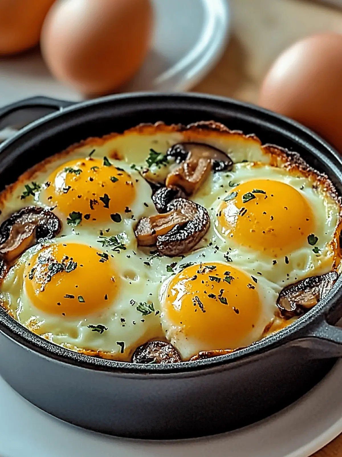 Baked Eggs with Sautéed Mushrooms Recipe