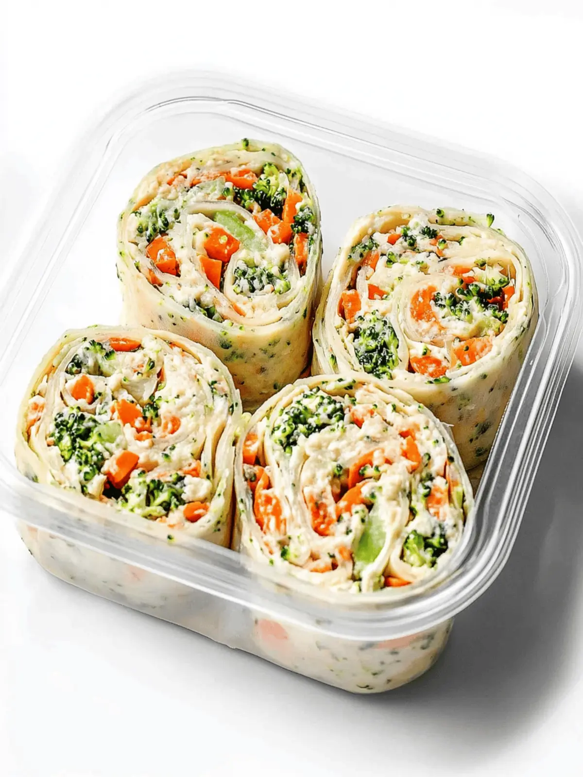 Veggie Pinwheels with Broccoli and Carrots