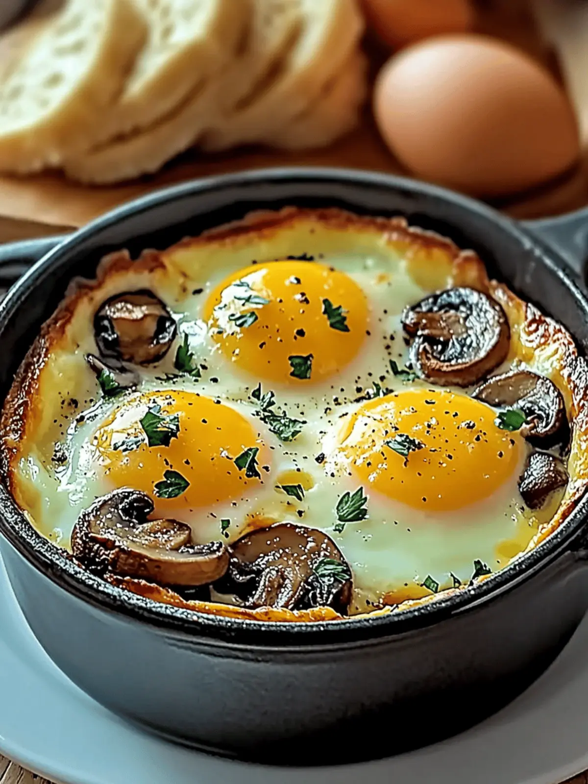 Baked Eggs with Sautéed Mushrooms Recipe
