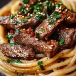Sweet and Spicy Garlic Steak Pasta