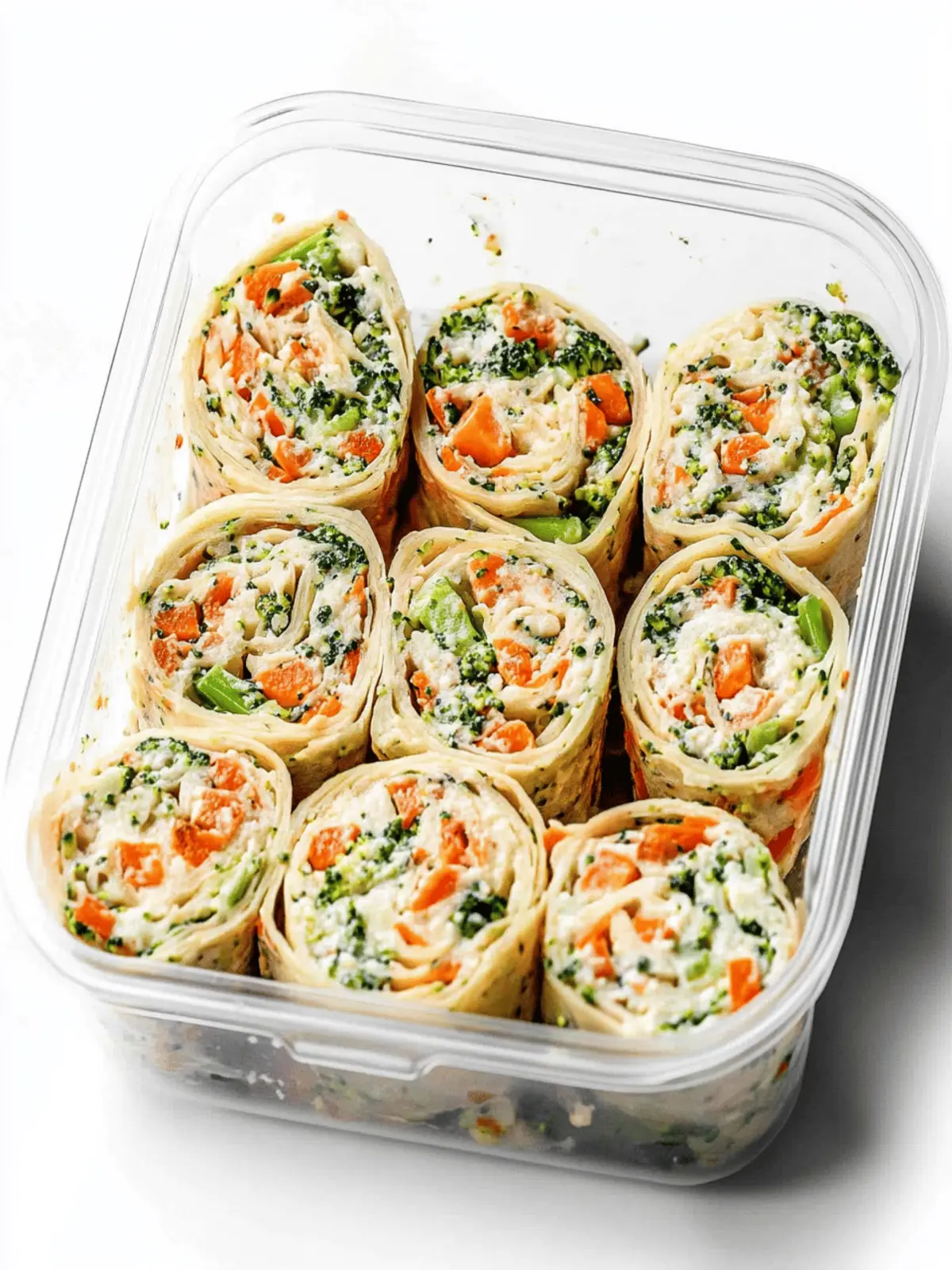 Veggie Pinwheels with Broccoli and Carrots