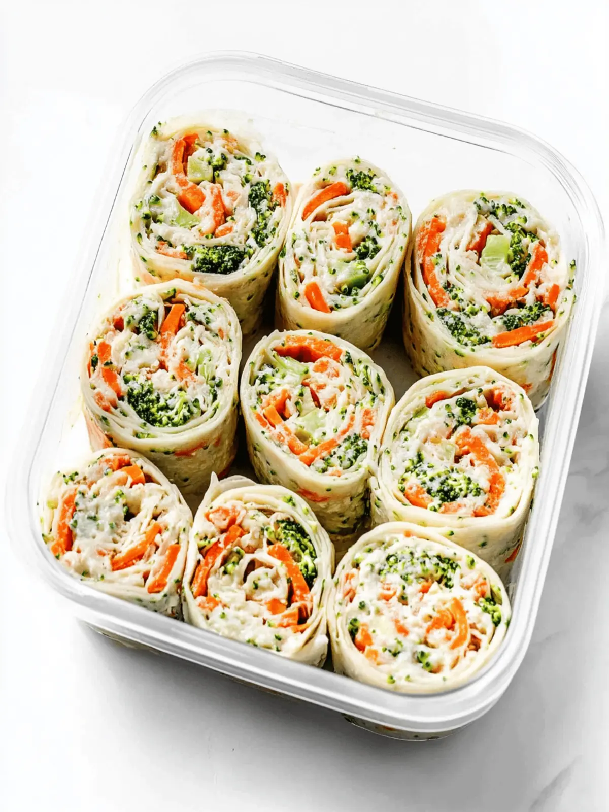 Veggie Pinwheels with Broccoli and Carrots