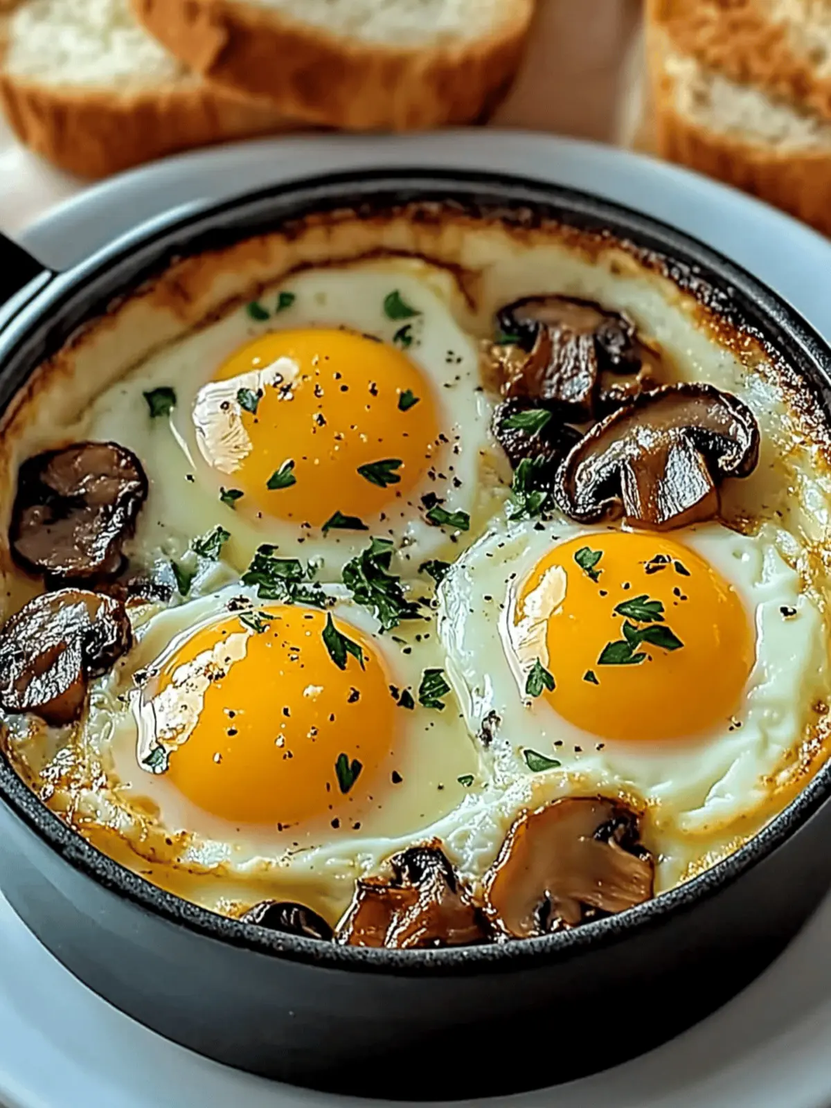 Baked Eggs with Sautéed Mushrooms Recipe