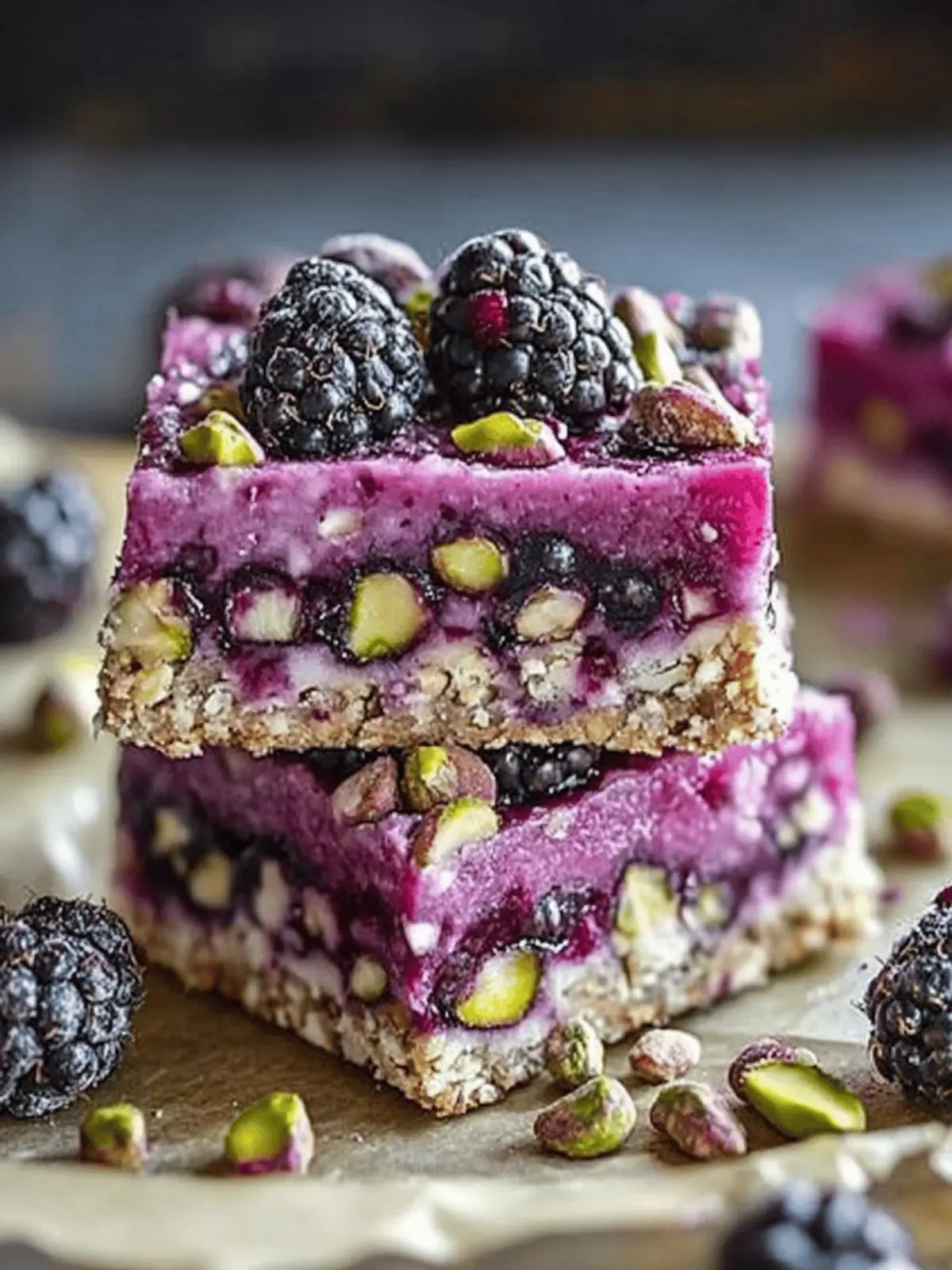Blackberry Pistachio Dream Bars