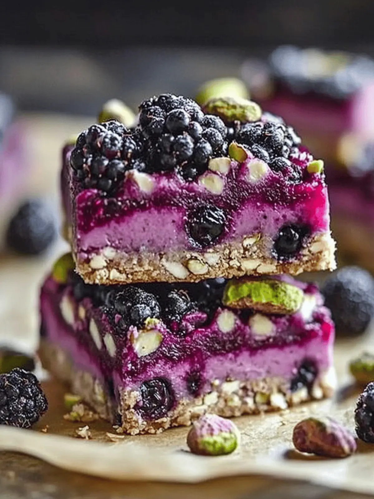 Blackberry Pistachio Dream Bars