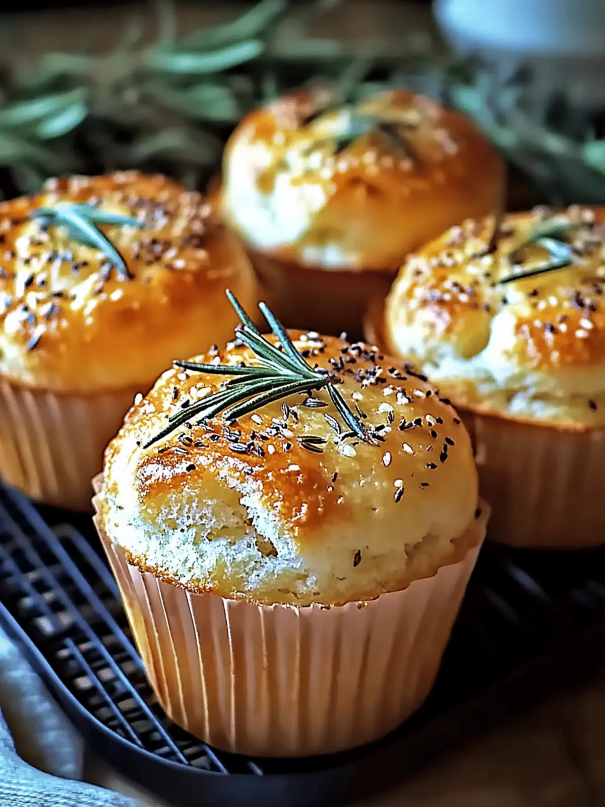 Garlic Rosemary Focaccia Muffins