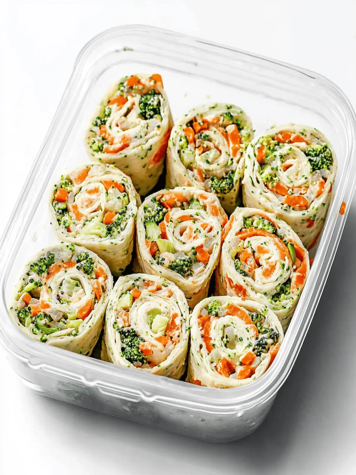 Veggie Pinwheels with Broccoli and Carrots