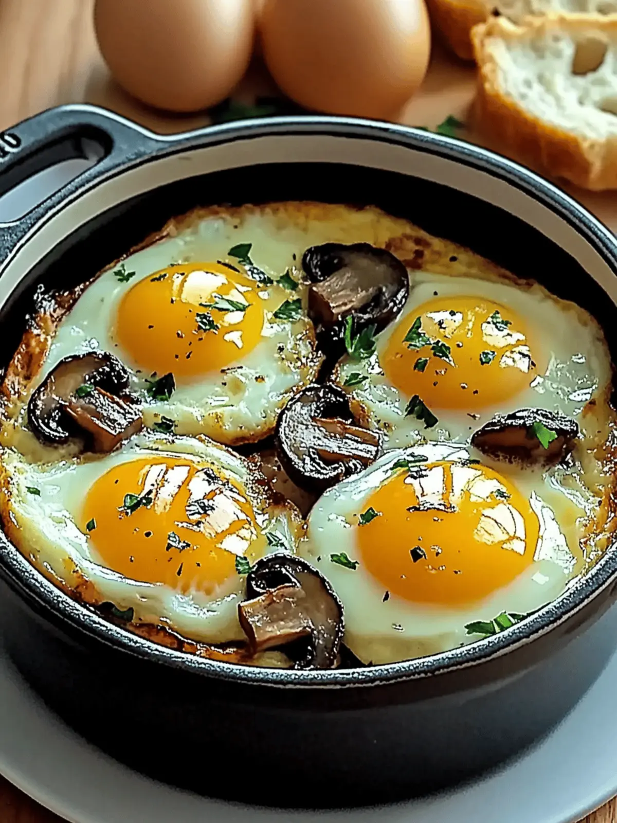 Baked Eggs with Sautéed Mushrooms Recipe