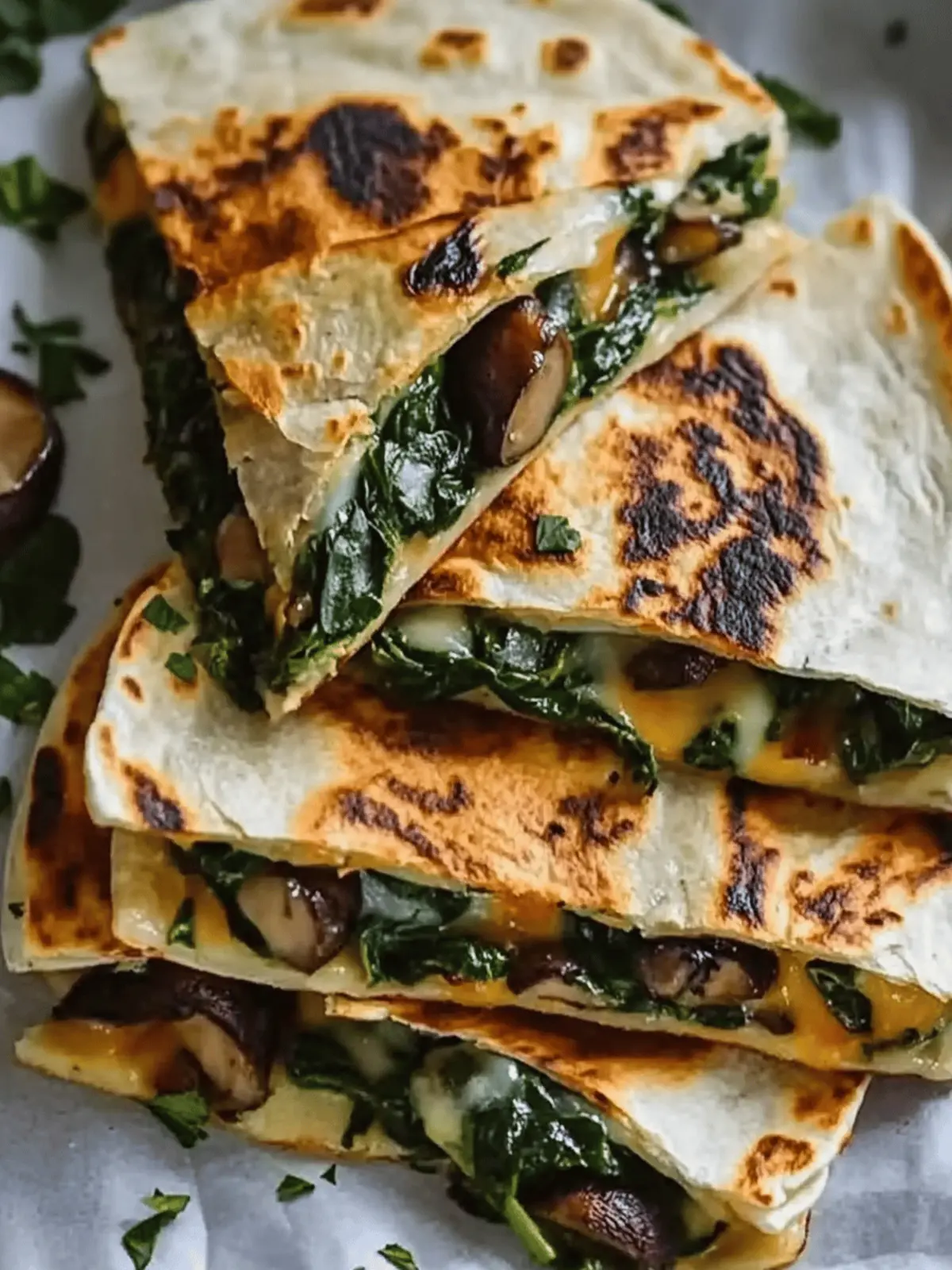 Baked Spinach Mushroom Quesadillas