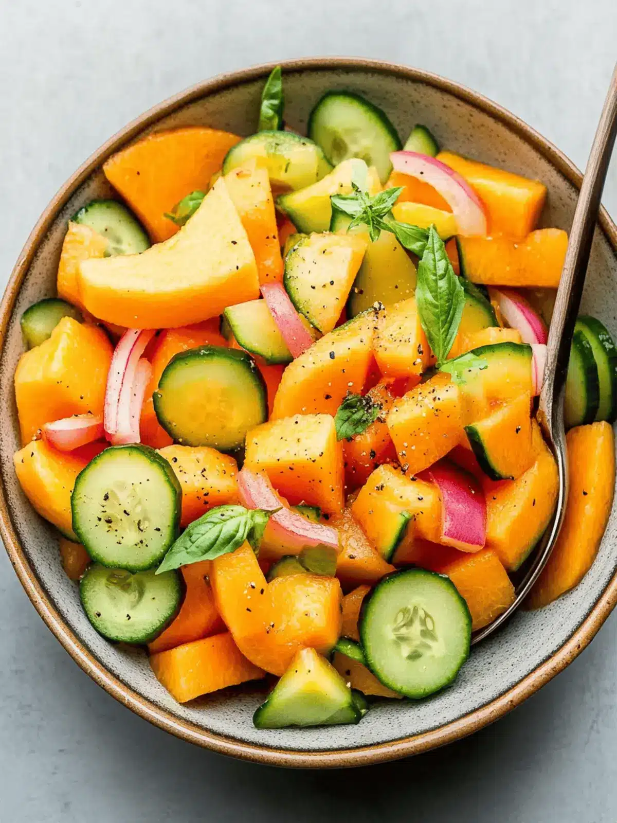 Fresh Cantaloupe & Cucumber Salad
