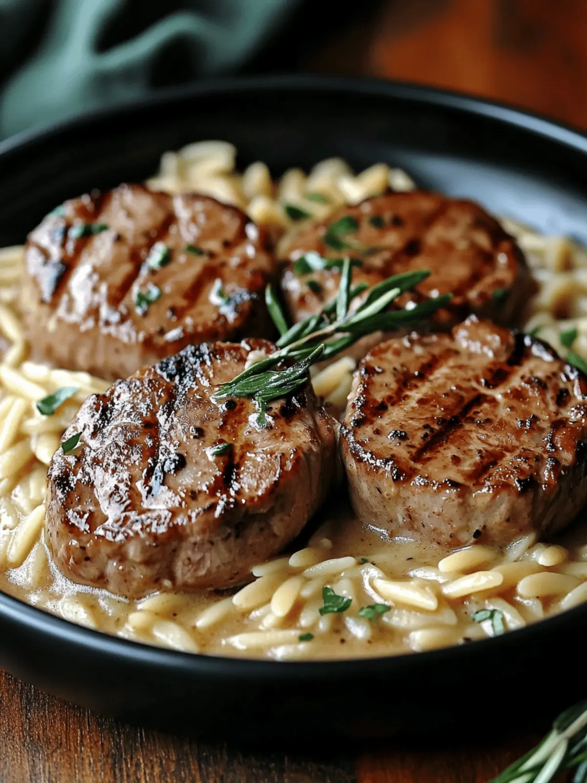 Pork Tenderloin Medallions with Orzo