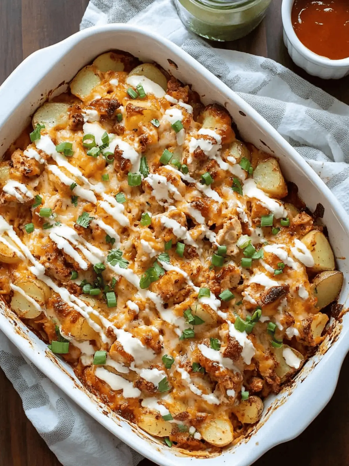 Buffalo Chicken Roasted Potato Bake