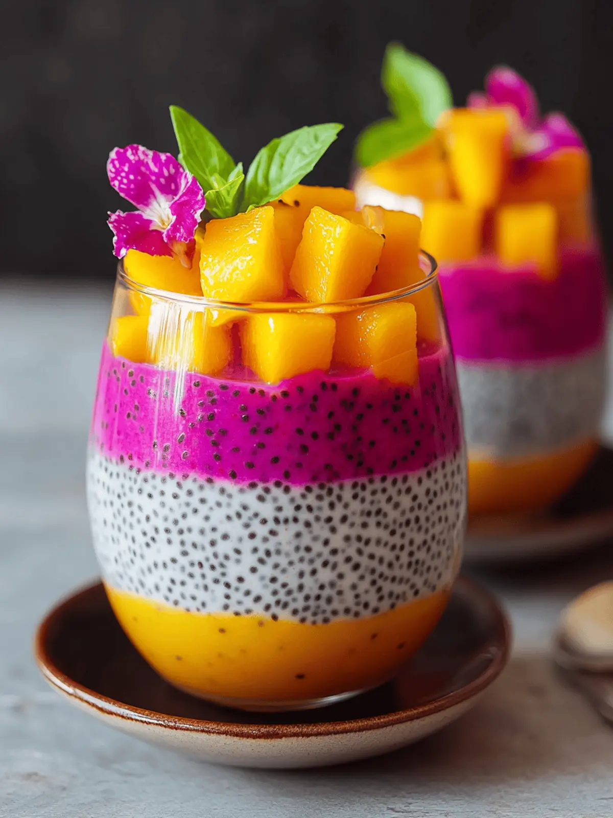 Mango and Dragon Fruit Chia Pudding