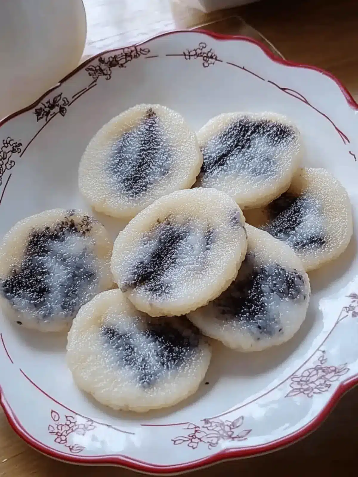 Glutinous Rice Cakes with Sweet Black Sesame Filling