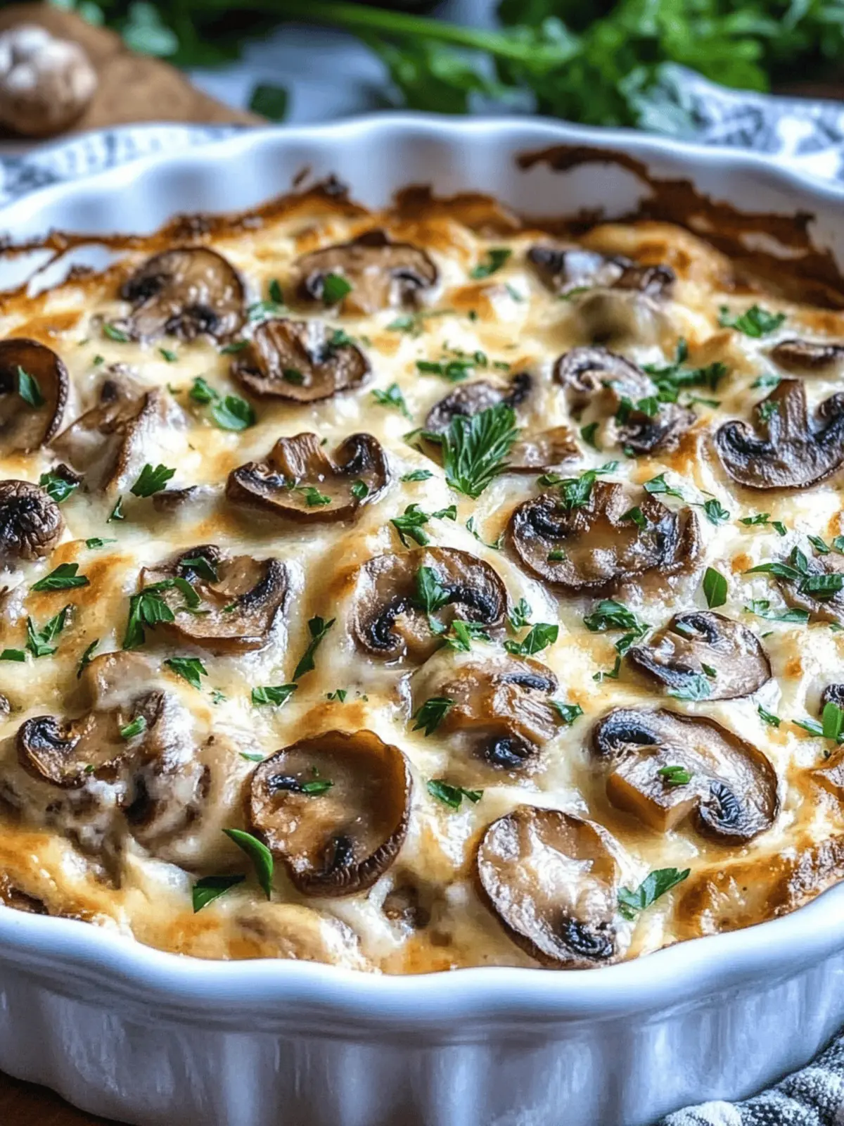 Mushroom Mozzarella Bake