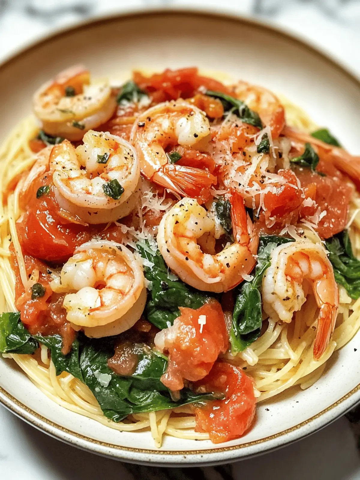 Tomato Spinach Shrimp Pasta