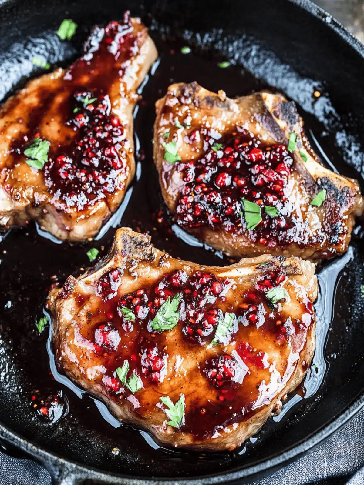 Raspberry Balsamic Glazed Pork Chops