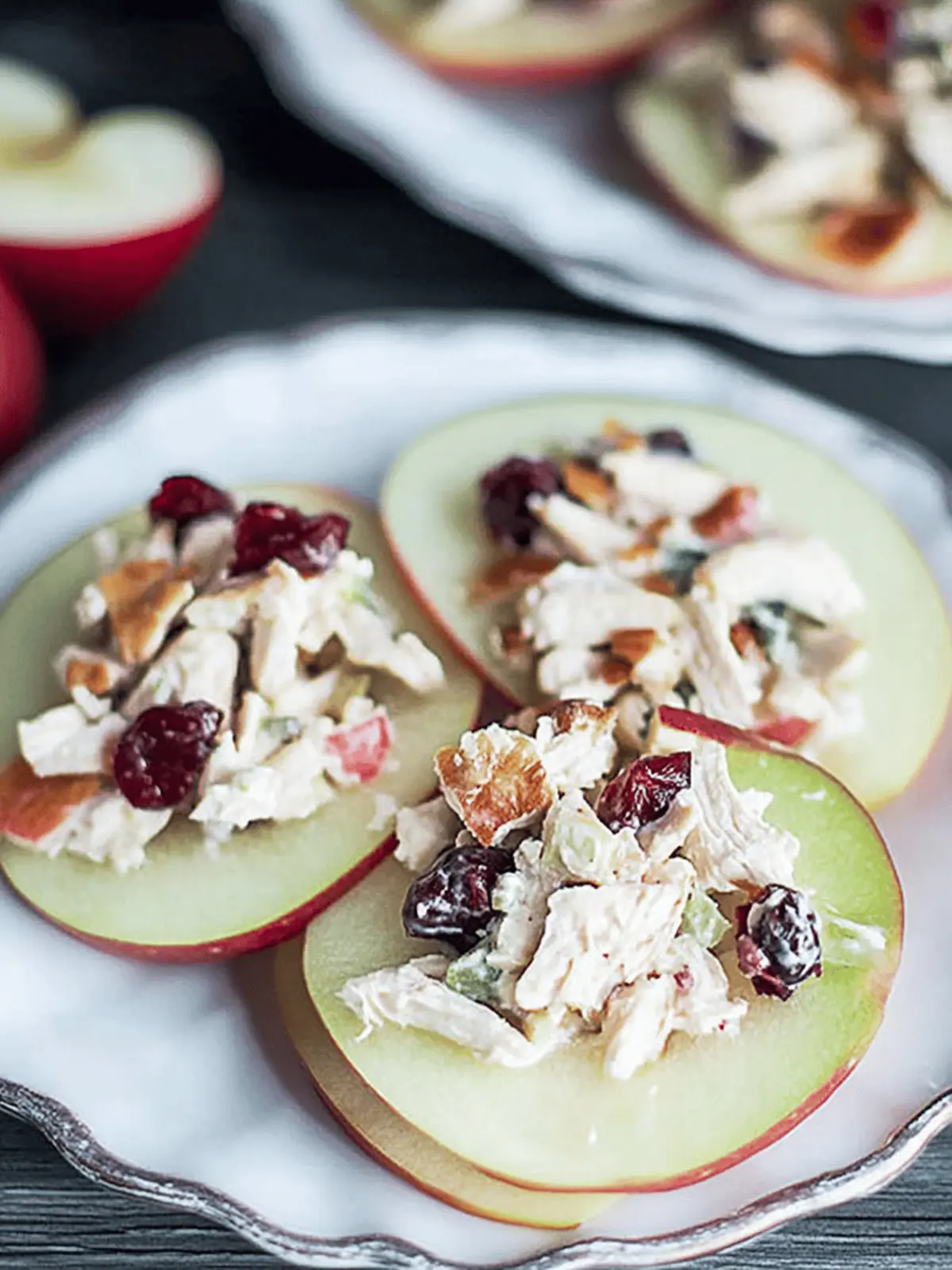 Cranberry Chicken Salad on Apple Slices