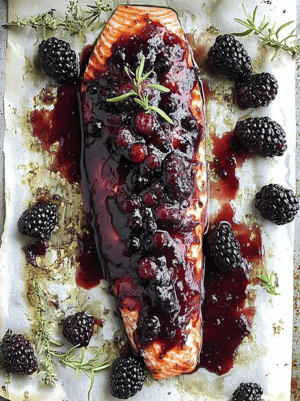 Oven Baked Salmon with Blackberry Barbecue Sauce