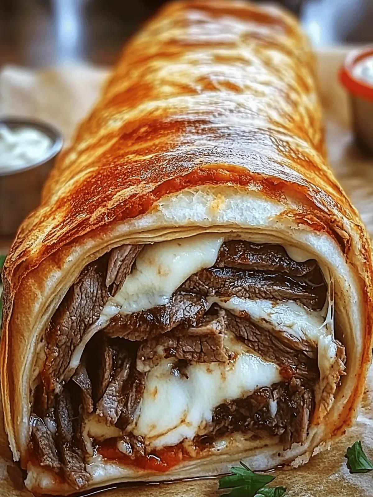 Mozzarella Cheese Steak Stromboli